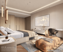 客堂布景墙贴着大面积「芬迪白大理石」